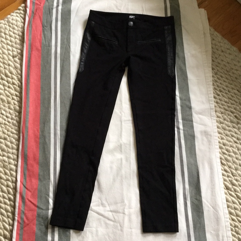 Paige black leggings with leather detail
